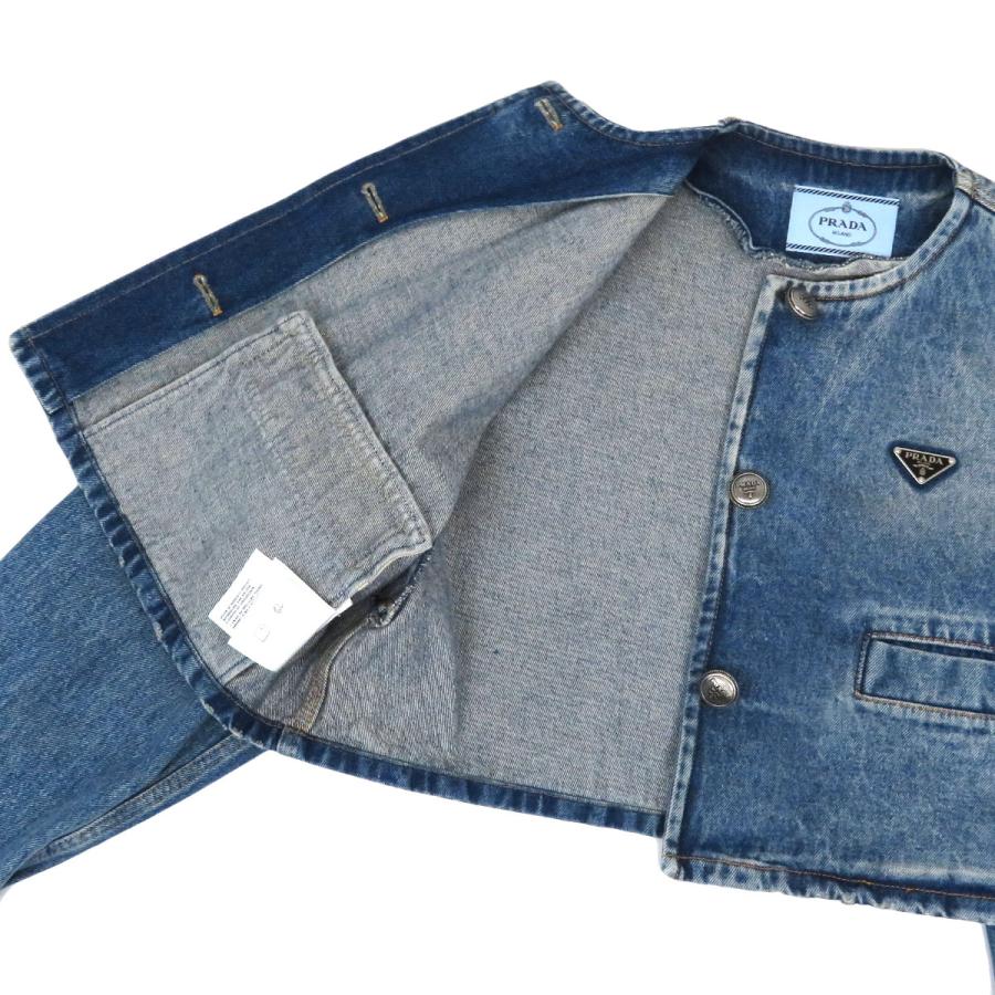 PRADA（プラダ） トライアングル ロゴ ノーカラー デニムジャケット