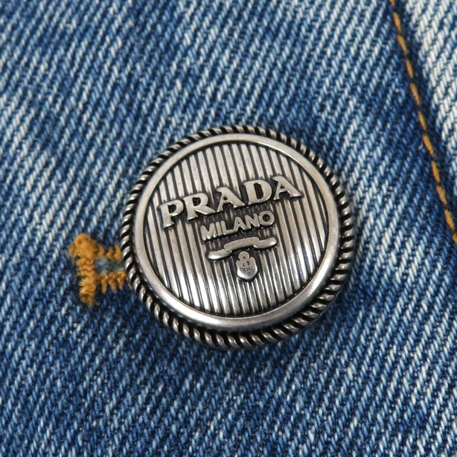 PRADA（プラダ） トライアングル ロゴ ノーカラー デニムジャケット  