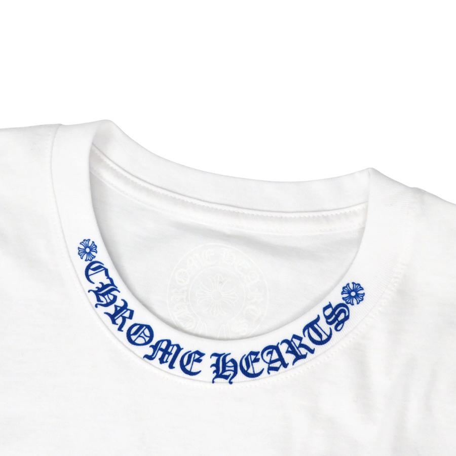 クロムハーツ ロゴ プリント Tシャツ メンズ ホワイト ブルー CHROME