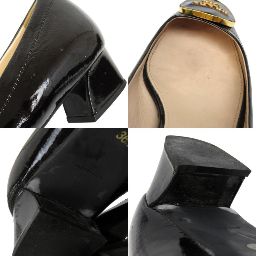PRADA（プラダ） ロゴ ローヒール パンプス レディース ブラック 中古