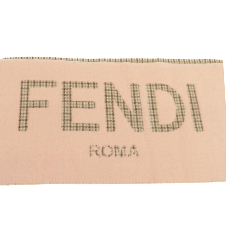 FENDI（フェンディ） チェック柄 ロゴ マフラー ユニセックス ピンク
