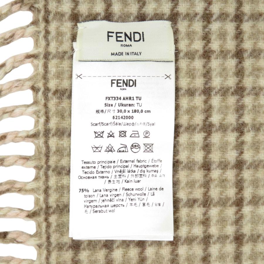 FENDI（フェンディ） チェック柄 ロゴ マフラー ユニセックス ピンク