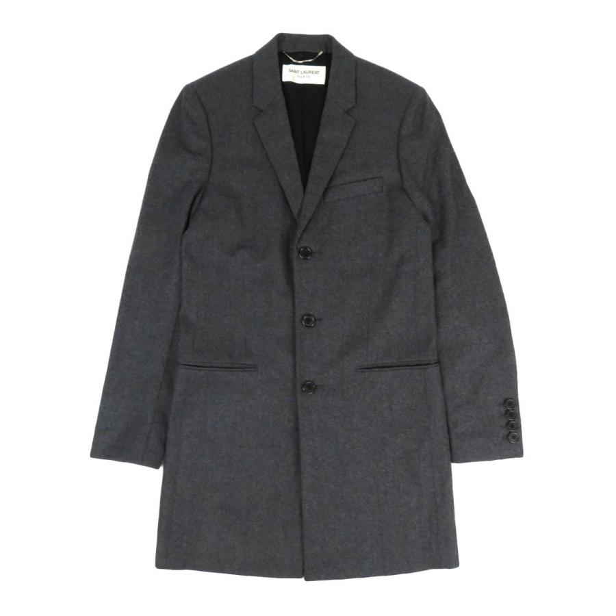 SAINT LAURENT サンローランパリグレー チェスターコート サイズ52 Yves Saint Laurent（イヴ・サンローラン） ウール チェスターコート