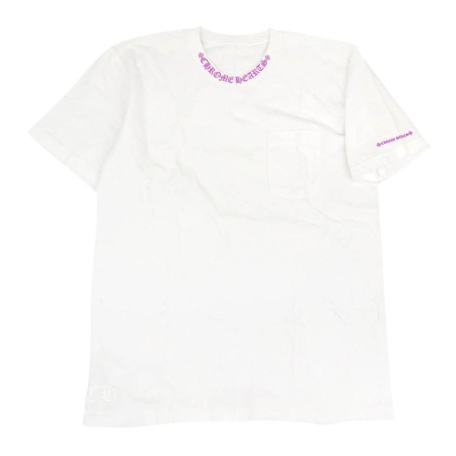 クロムハーツ ネック ロゴ プリント Tシャツ メンズ ホワイト CHROME