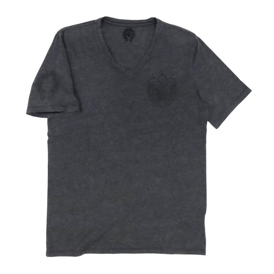 CHROME HEARTS Tシャツ ホースシュー Vネック グレー 赤 M クロムハーツ BSフレア ホースシュー Vネック Tシャツ メンズ グレー