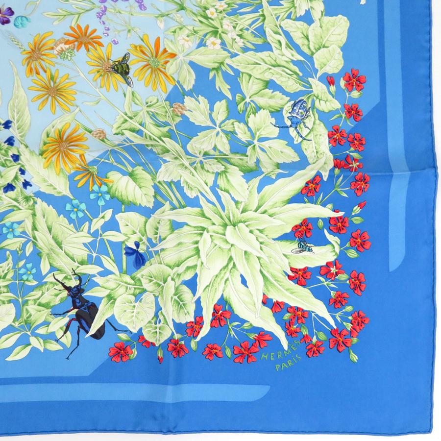 HERMES（エルメス） カレ 90 LA PRAIRIE 草原 ユニセックス ブルー