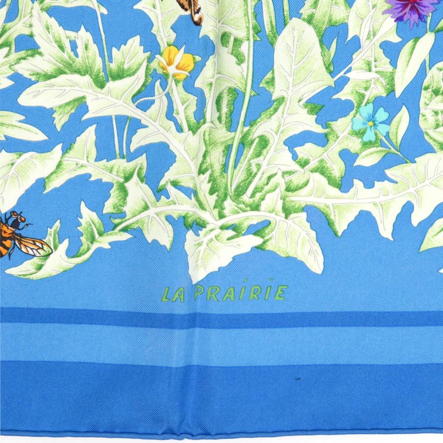 HERMES（エルメス） カレ 90 LA PRAIRIE 草原 ユニセックス ブルー