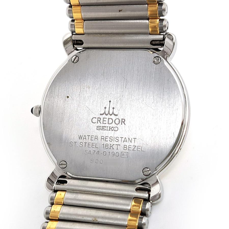 セイコー クレドール ダイヤベゼル 5A74-0190 クオーツ ステンレススティール イエローゴールド メンズ ボーイズ SEIKO 中古 【時計】の画像