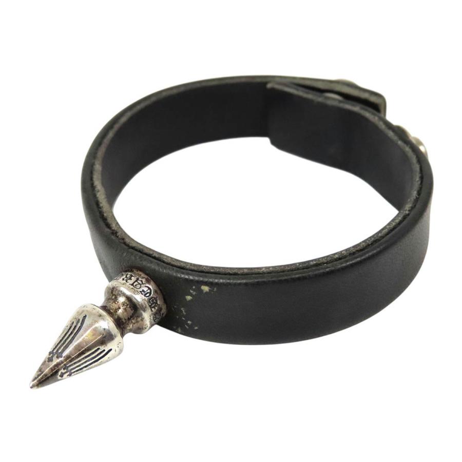 E*T様 CHROME HEARTS レザーブレスレット クロムハーツ スパイク レザー ブレスレット ユニセックス ブラック