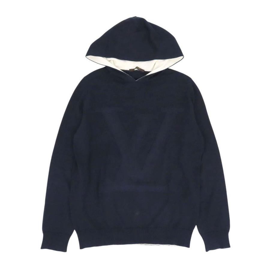 LOUISVUITTON ルイヴィトン ニットパーカー ジャケット ネイビー　M LOUIS VUITTON（ルイ・ヴィトン） LV ロゴ ニット パーカー メンズ