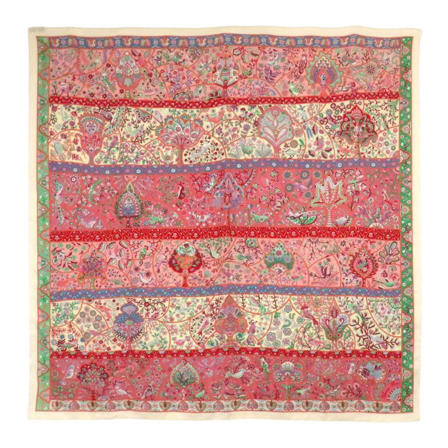 エルメス カレジェアン 花咲く鳥たちの国で ショール Au Pays des Oiseaux Fleurs ユニセックス ベージュ マルチカラー HERMES 【中古】 【アパレル・小物】 HERMES（エルメス） カレジェアン 花咲く鳥たちの国で ショール Au