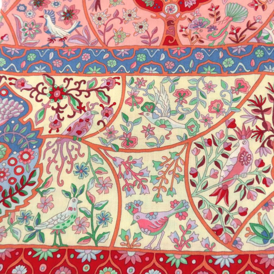HERMES（エルメス） カレジェアン 花咲く鳥たちの国で ショール Au