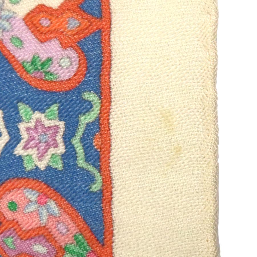 美品 エルメス カレジェアン ストール カシミヤ シルク 花咲く鳥たちの国で 橙 HERMES（エルメス） カレジェアン 花咲く鳥たちの国で ショール Au