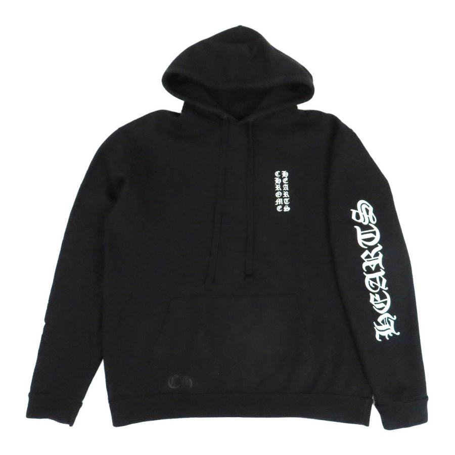 Chrome Hearts ブラック スウェット クロムハーツ ヴァーティカル ロゴ スウェット パーカー メンズ