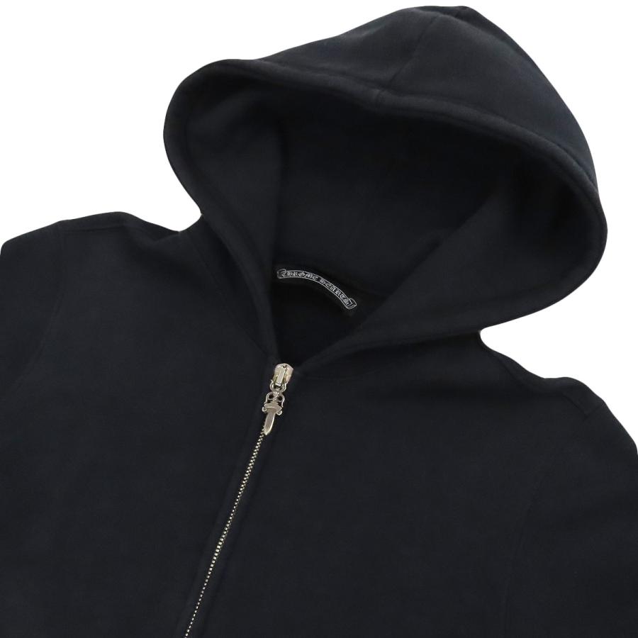 鑑定済 クロムハーツ レザー クロスパッチ ジップ パーカー 黒 M 希少 美品 クロムハーツ 袖 クロスパッチ ジップアップ パーカー メンズ ブラック