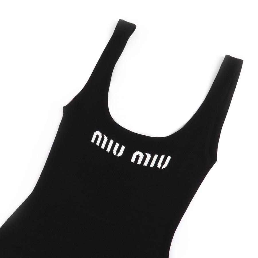 miu miu（ミュウミュウ） ロゴ リブ ノースリーブ ワンピース MMA776
