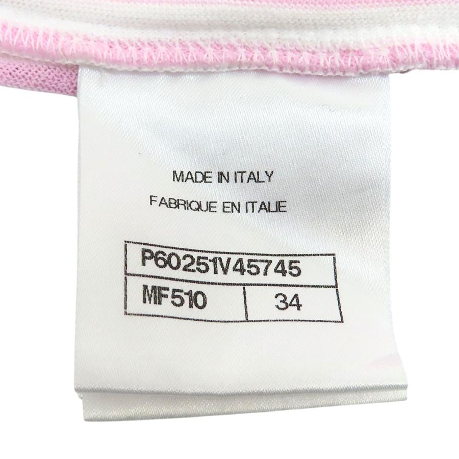 シャネル ココマーク ストライプ 半袖 カットソー P60251V45745 レディース ピンク CHANEL 【中古】 【アパレル・小物】 CHANEL（シャネル） ココマーク ストライプ 半袖 カットソー