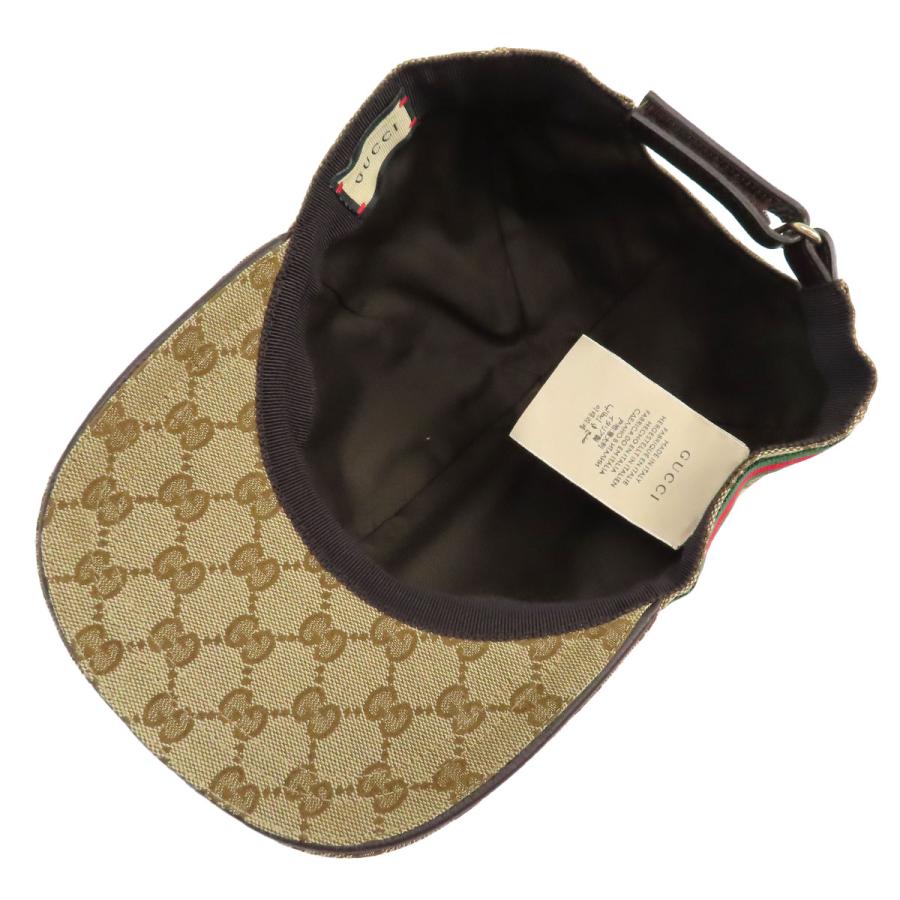 GGキャンバス シェリーライン キャップ 帽子 ベージュ 200035 GUCCI（グッチ） GGキャンバス シェリー ライン ベースボール キャップ