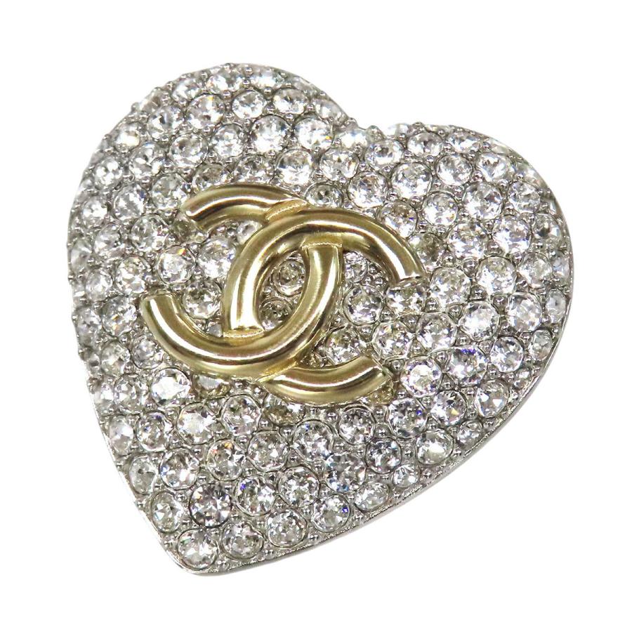 CHANEL（シャネル） ココマーク ラインストーン ハート ブローチ