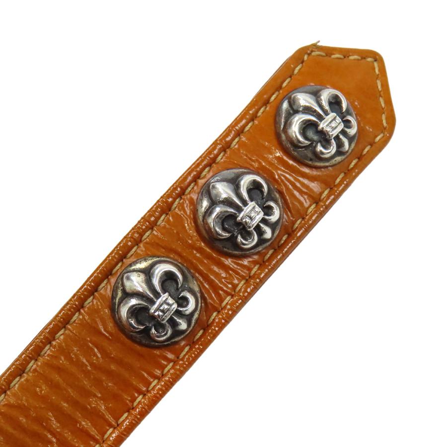 chrome hearts レザー　ブレスレット　3ボタン2スナップ　保証書付き クロムハーツ BSフレア 3ボタン 2スナップ レザー ブレスレット ユニ