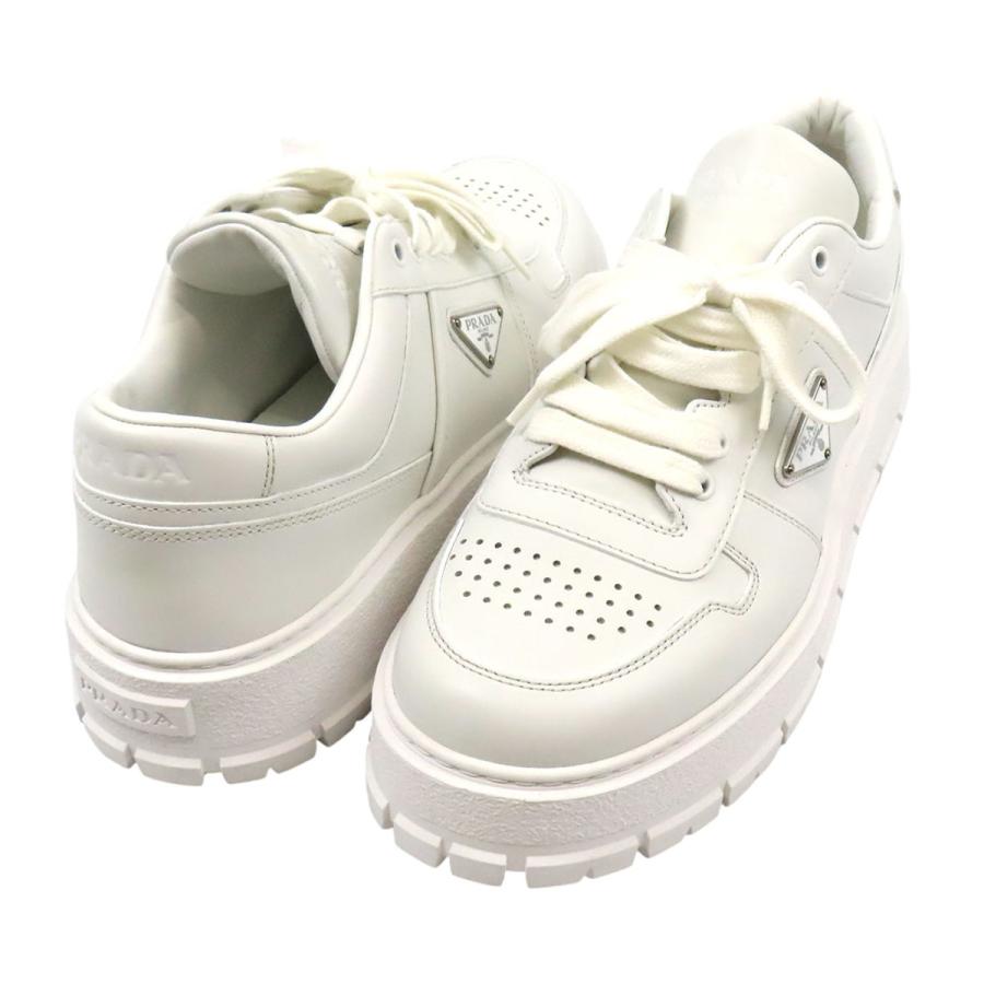 プラダ トライアングルロゴ レザー スニーカー 2EG452_3LEM_F0009_F_G000 メンズ ホワイト PRADA 【中古】 【アパレル・小物】 PRADA（プラダ） トライアングルロゴ レザー スニーカー
