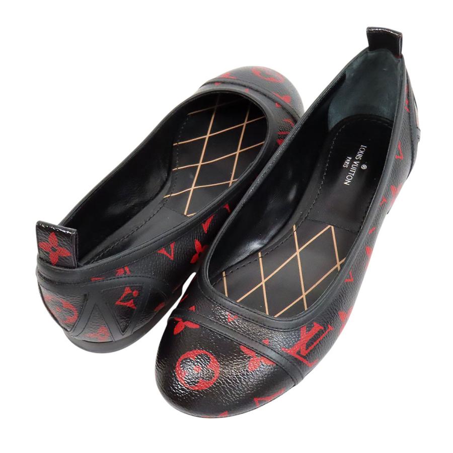 レディース LOUIS VUITTON マヒナレザー バレエシューズ ブラウン 36.5