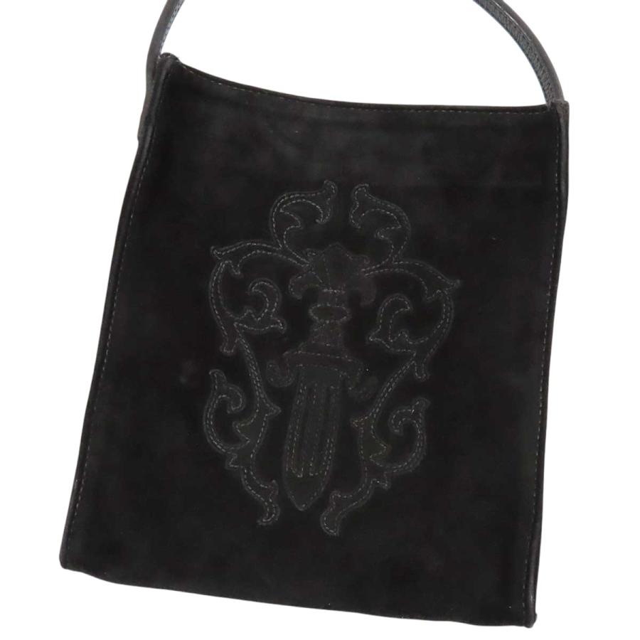 クロムハーツ SQ PKT VINE DAGGER スエード レザー ショルダーバッグ レザー ユニセックス ブラック CHROME HEARTS 【中古】 【アパレル・小物】 クロムハーツ SQ PKT VINE DAGGER スエード レザー ショルダーバッグ