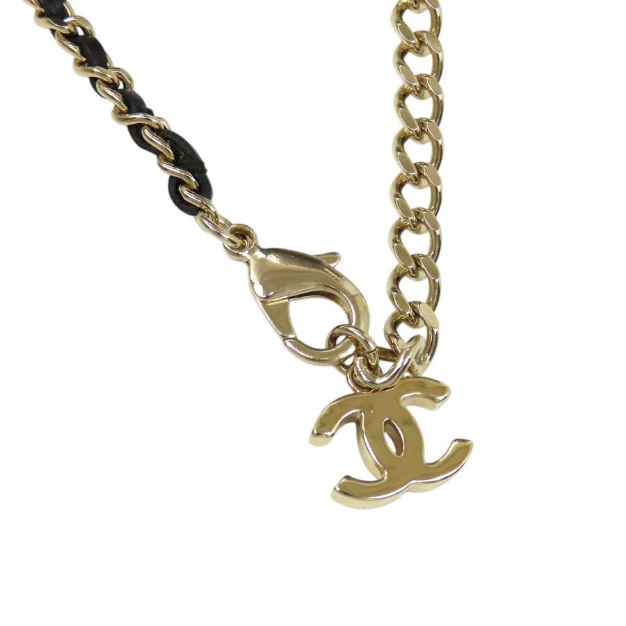 シャネル ココマーク レザー フェイクパール ラインストーン ネックレス GP コスチュームパール ユニセックス CHANEL 【中古】 【アパレル・小物】 CHANEL（シャネル） ココマーク レザー フェイクパール ラインストーン