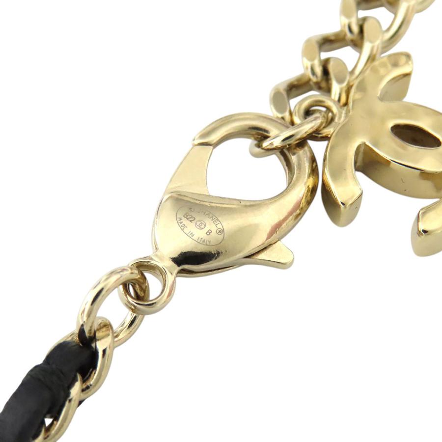 シャネル ココマーク レザー フェイクパール ラインストーン ネックレス GP コスチュームパール ユニセックス CHANEL 【中古】 【アパレル・小物】 CHANEL（シャネル） ココマーク レザー フェイクパール ラインストーン