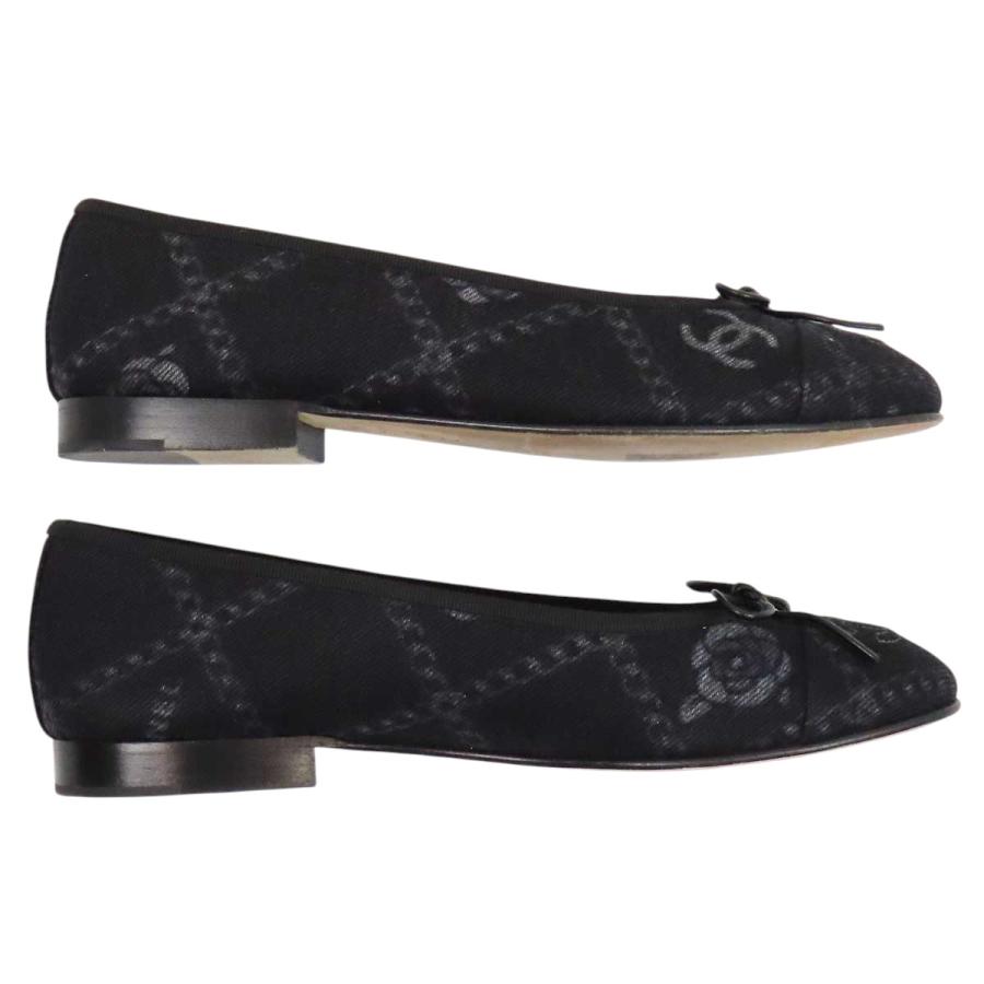 美品 CHANEL ココマーク バレリーナ シューズ G02819 37C CHANEL（シャネル） ココマーク デニム バレリーナ シューズ G02819