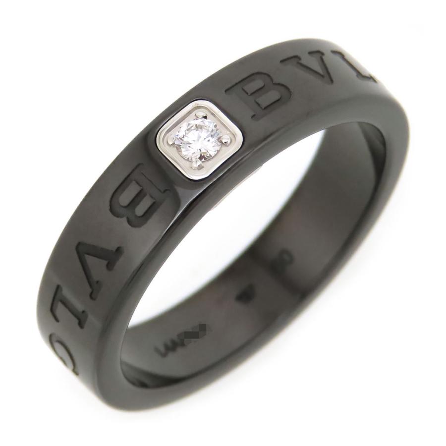 BVLGARI（ブルガリ） ダブルロゴ リング #60 Au750 (K18WG) ブラック
