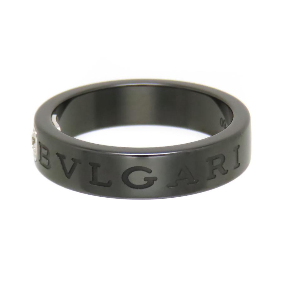 BVLGARI（ブルガリ） ダブルロゴ リング #60 Au750 (K18WG) ブラック
