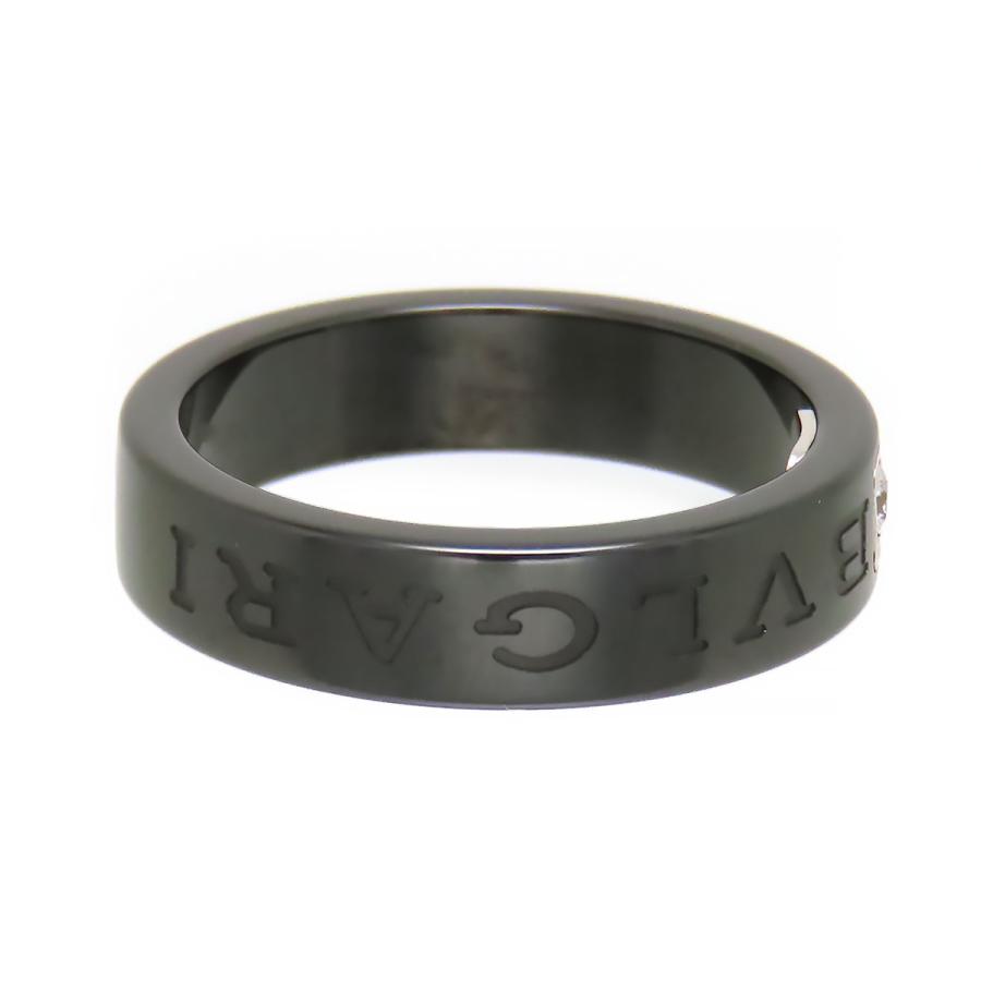 BVLGARI（ブルガリ） ダブルロゴ リング #60 Au750 (K18WG) ブラック