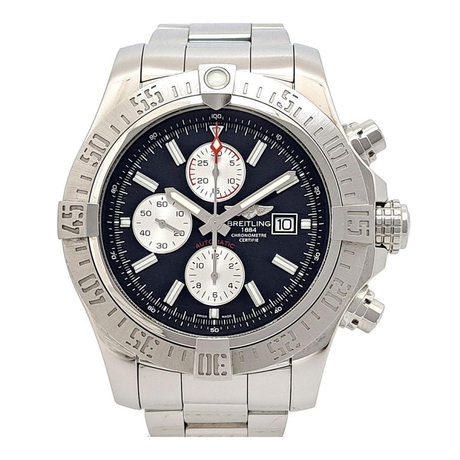 内部点検済 BREITLING ブライトリング スーパーアベンジャー2 A13371 クロノグラフ デイト 黒 ブラック SS ステンレス メンズ 自動巻き スーパーアベンジャー【6ヶ月保証】【腕時計】【中古】 ブライトリング（BREITLING） スーパーアベンジャーII クロノグラフ