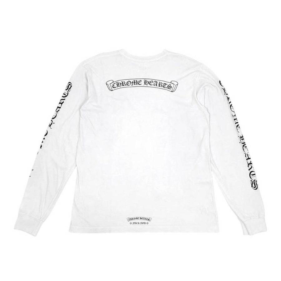 クロムハーツ スクロールラベルロゴ 長袖 Tシャツ ホワイト サイズM クロムハーツ スクロールラベル 袖ロゴ ロングスリーブ Tシャツ メンズ