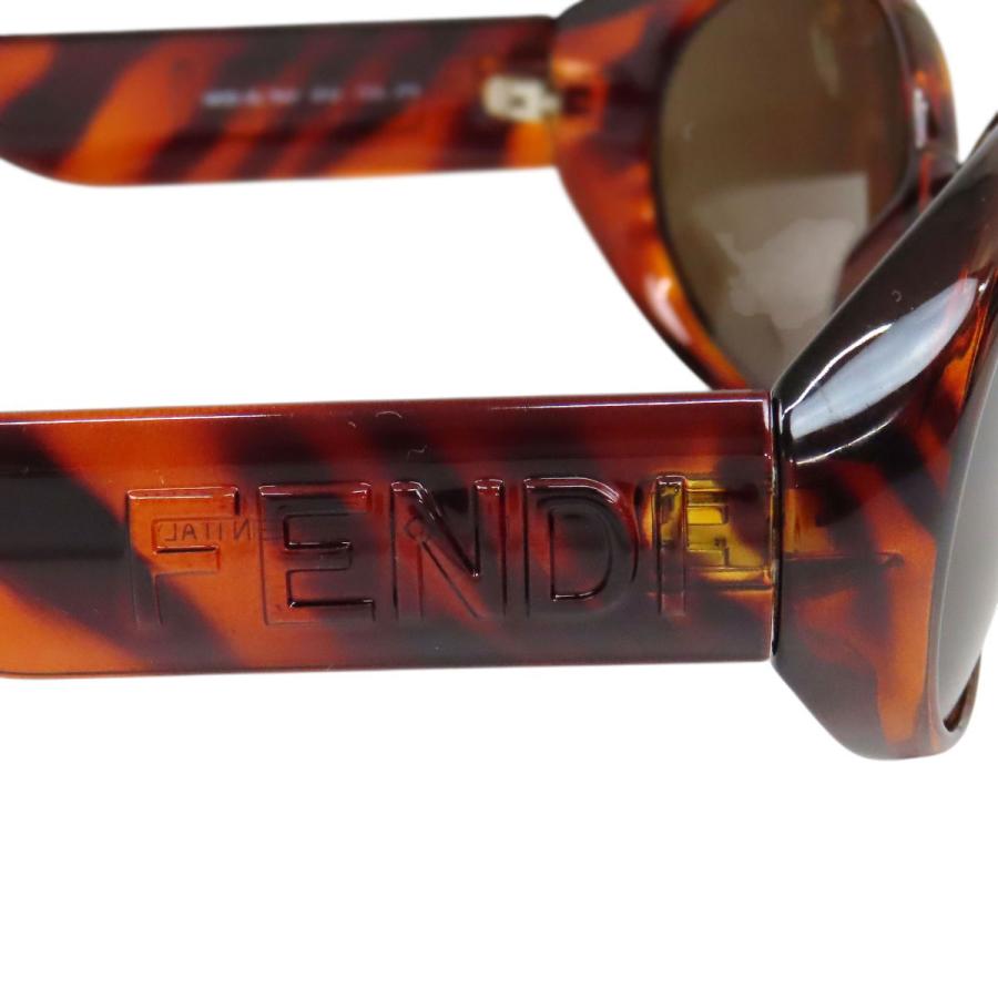 【美品】FENDI フェンディ　サングラス　総柄　べっこう　ブラウン FENDI（フェンディ） ロゴ べっ甲柄 サングラス ユニセックス ブラウン