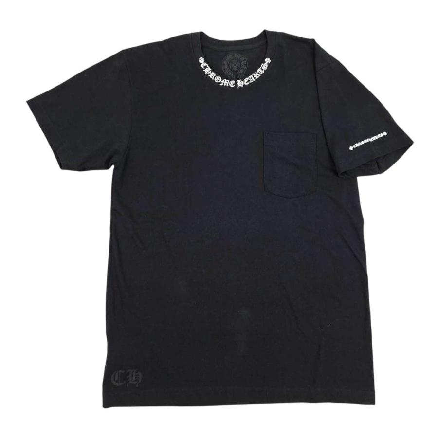 クロムハーツ ネック ロゴ プリント Tシャツ メンズ ブラック CHROME