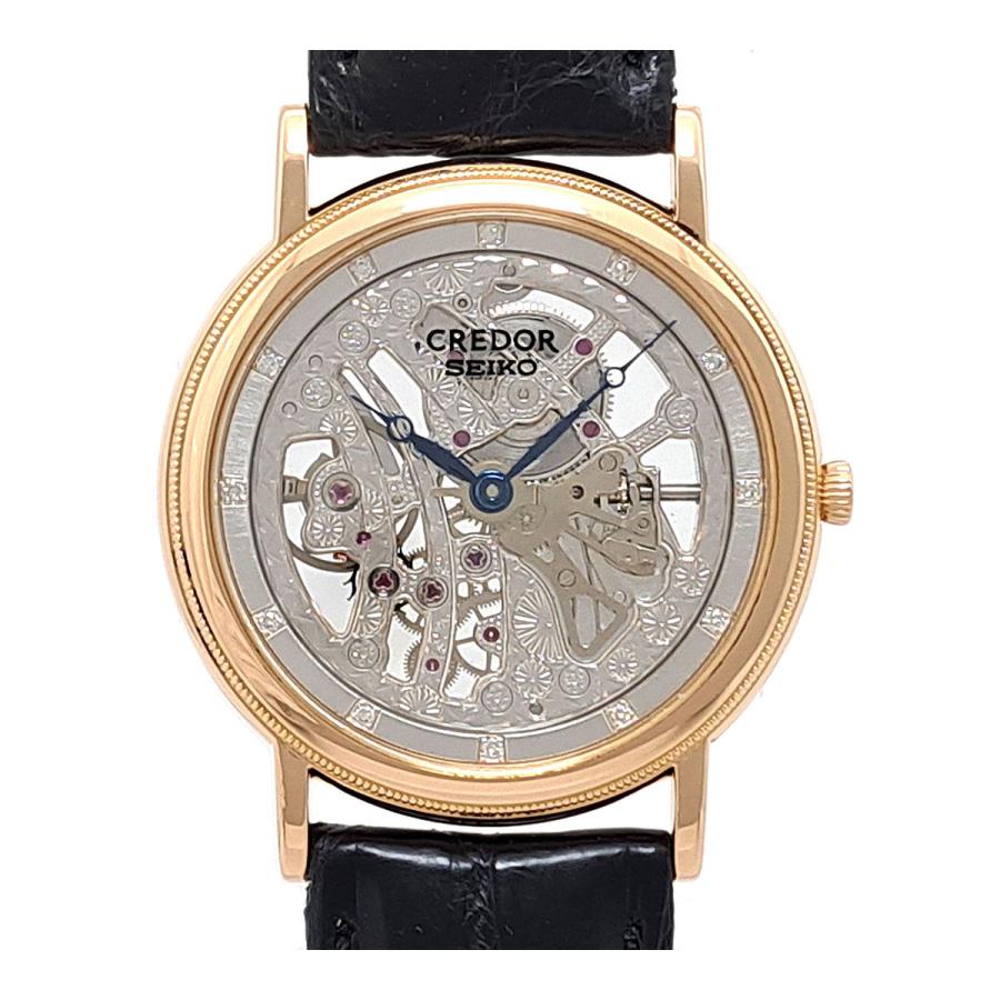 セイコー クレドール スケルトン 12Pダイヤ GZBD006 手巻き ピンクゴールド メンズ ボーイズ SEIKO 【中古】 【時計】 SEIKO（セイコー） クレドール スケルトン 12Pダイヤ GZBD006 手巻き