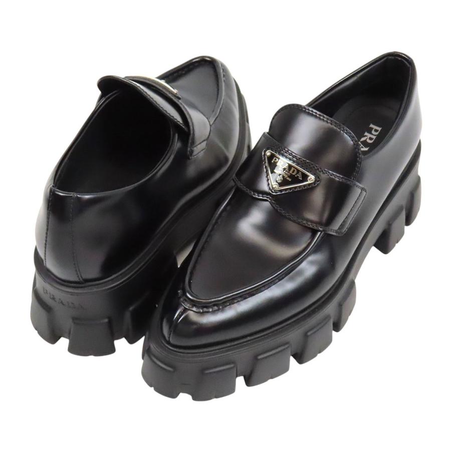 【新品未使用】プラダ モノリス ブラッシュドレザー ローファー　レディース PRADA（プラダ） モノリス ブラッシュドレザー ローファー レディース