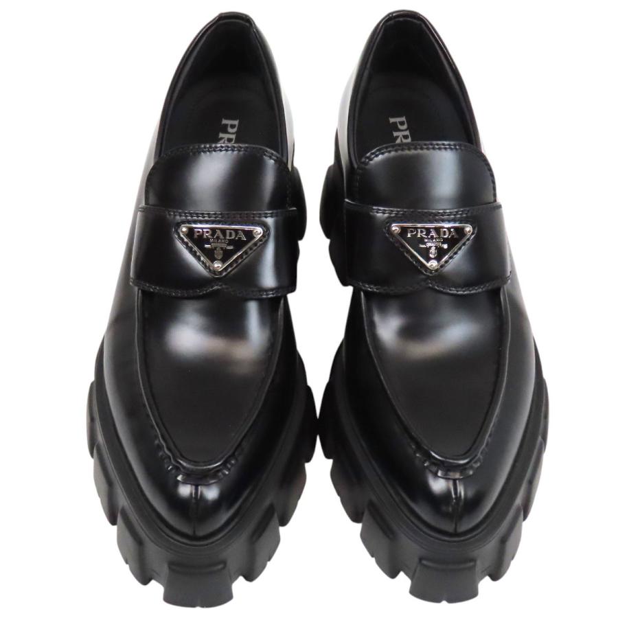 【新品未使用】プラダ モノリス ブラッシュドレザー ローファー　レディース PRADA（プラダ） モノリス ブラッシュドレザー ローファー レディース