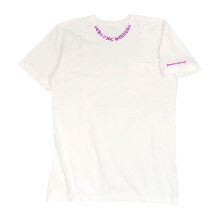 クロムハーツ ネックロゴ プリント Tシャツ メンズ ホワイト CHROME