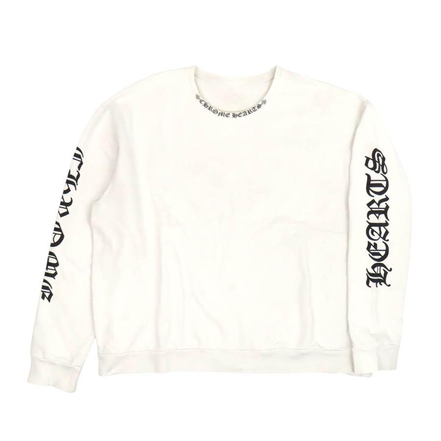 クロムハーツ CHROME HEARTS ネックロゴ スウェット 衣料品 トップス コットン メンズ ホワイト系 【中古】 クロムハーツ ネックロゴ スウェット トレーナー メンズ ホワイト