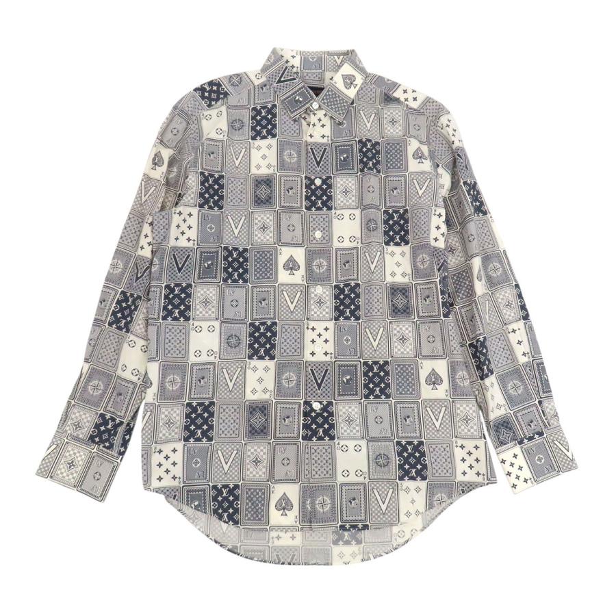 ルイヴィトン モノグラム トランプ柄 シャツ RM182M HKU HFS08W メンズ ホワイト ネイビー LOUIS VUITTON 【中古】 【アパレル・小物】 LOUIS VUITTON（ルイ・ヴィトン） モノグラム トランプ柄 シャツ