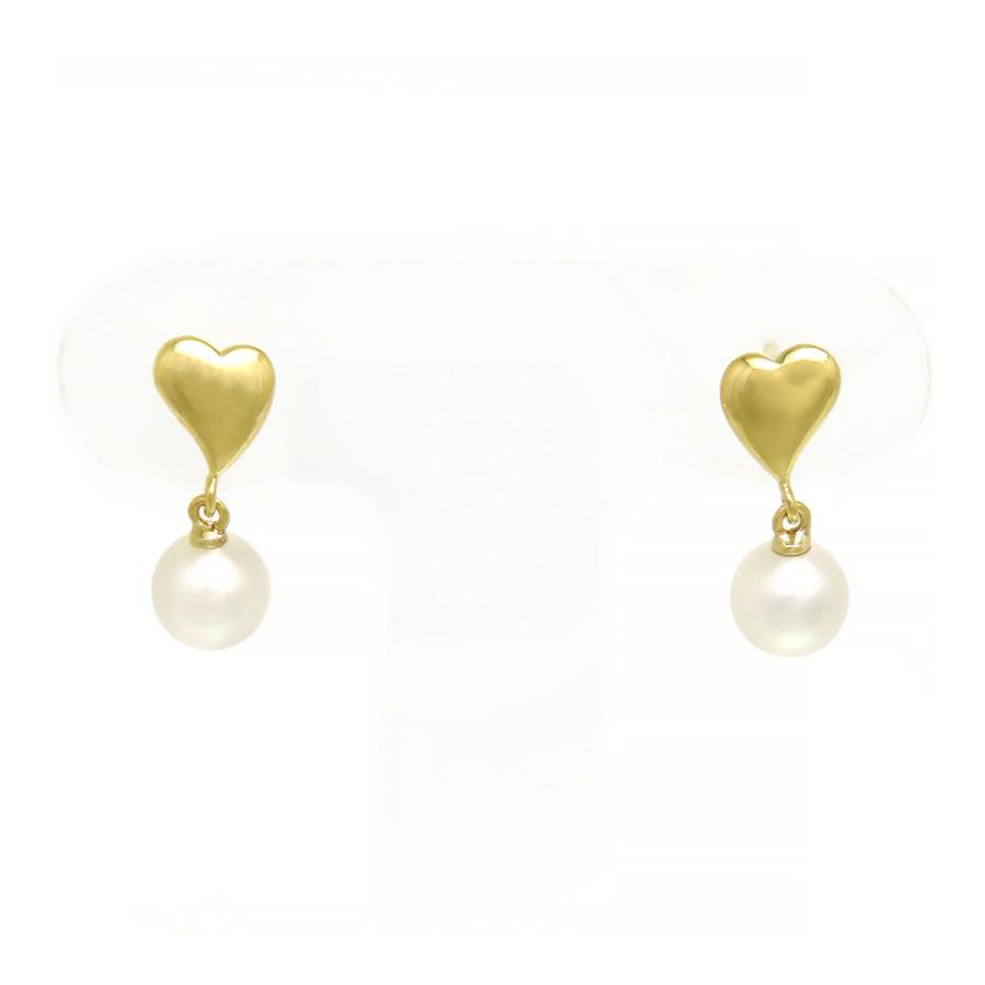 【美品】MIKIMOTO パールピアス　約6.4㎜珠　K18WG MIKIMOTO（ミキモト） アコヤ パール ハート ピアス K18 (K18YG