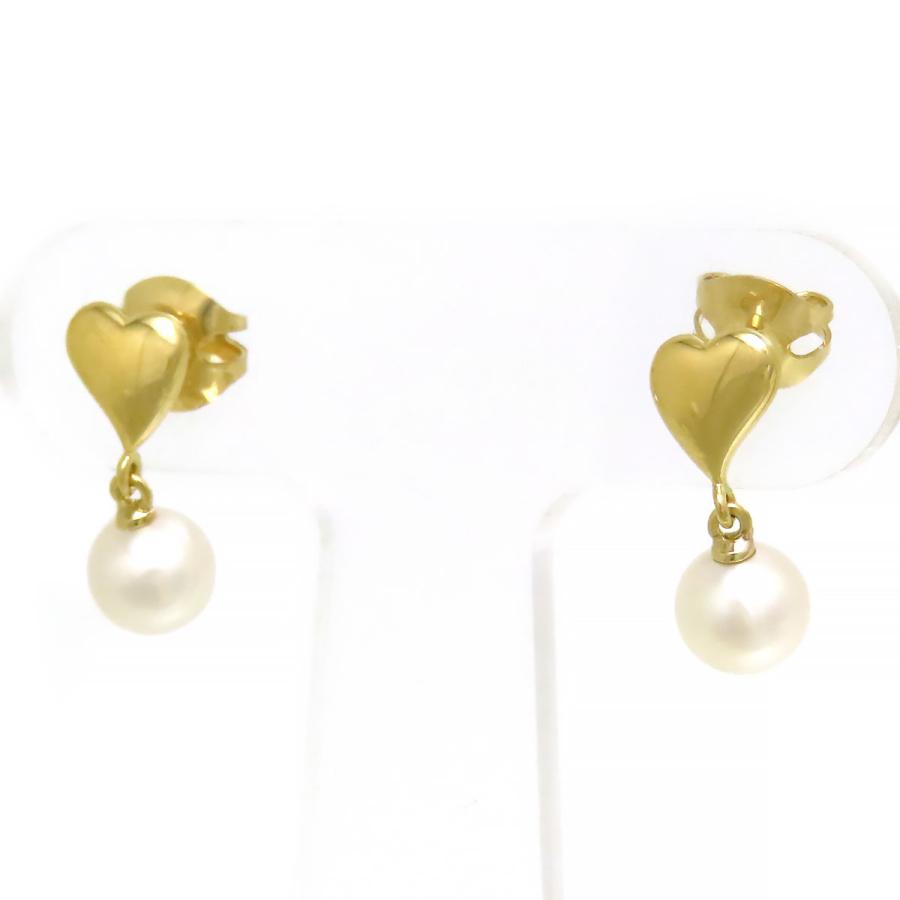 MIKIMOTO（ミキモト） アコヤ パール ハート ピアス K18 (K18YG