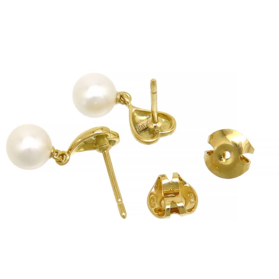 MIKIMOTO（ミキモト） アコヤ パール ハート ピアス K18 (K18YG