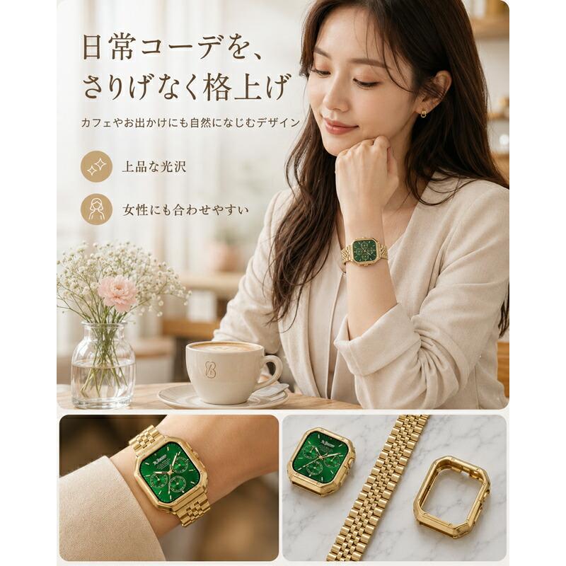Apple Watch  11/10バンド ケース 一体型 ステンレス 5連 ベルト アップルウォッチ カバー Series 9 8 SE Ultra 3 49mm 46mm 45mm 44mm 42mm 41mm 40mm 38mm 対 |  | 03