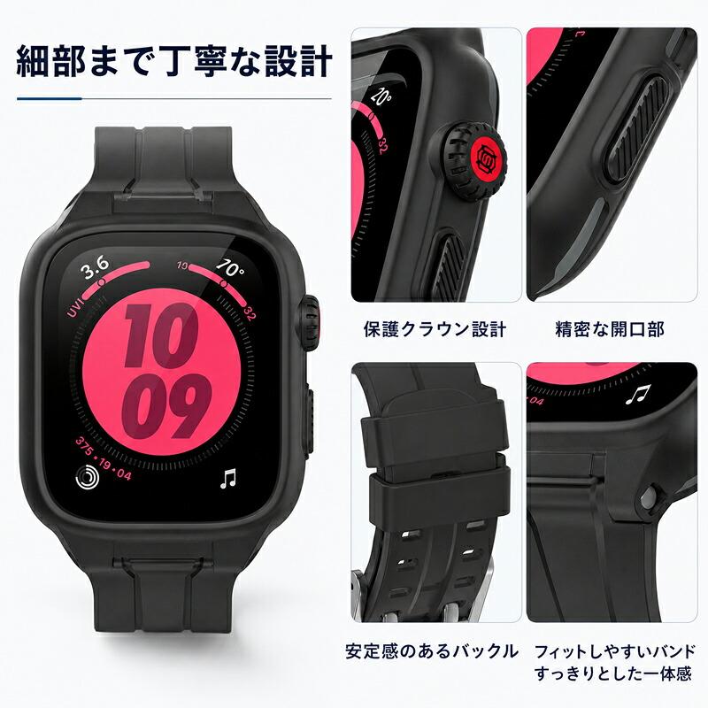【在庫あり】 Apple Watch バンド カバー 防水 IP68完全防水 一体型 Apple Watch SE series 6 5 4 3 2 1 44mm 42mm ステンレス スポーツ 水泳 一体型 交換用バン |  | 02