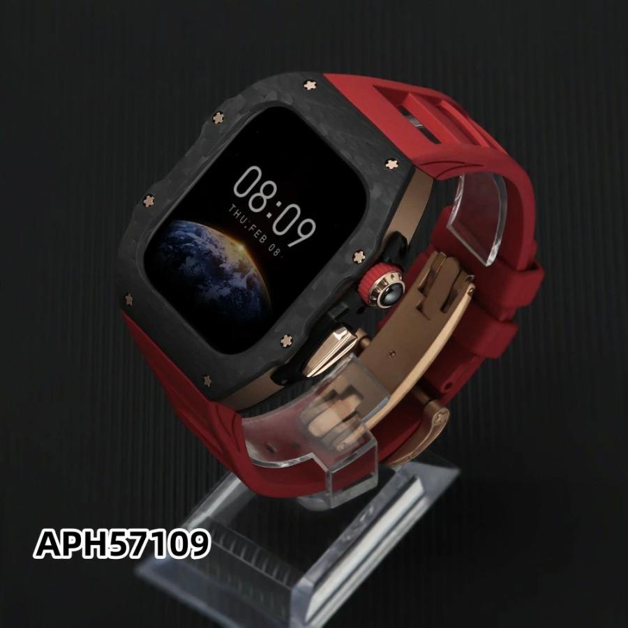 送料無料 apple watch s11 バンド Apple Watch S11バンド Apple watch 10 交換用バンド 46mm Apple Watch S10/S11 42mm 炭素繊維一体型 バンド レザースト_11