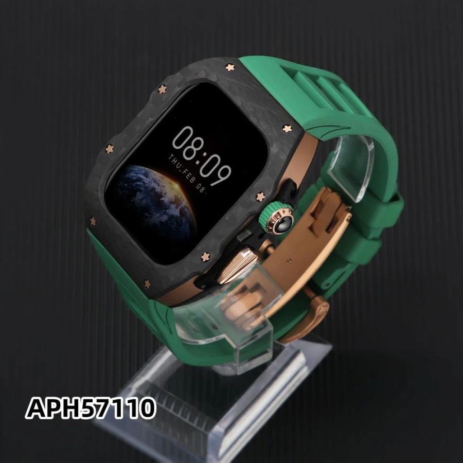 送料無料 apple watch s11 バンド Apple Watch S11バンド Apple watch 10 交換用バンド 46mm Apple Watch S10/S11 42mm 炭素繊維一体型 バンド レザースト_12